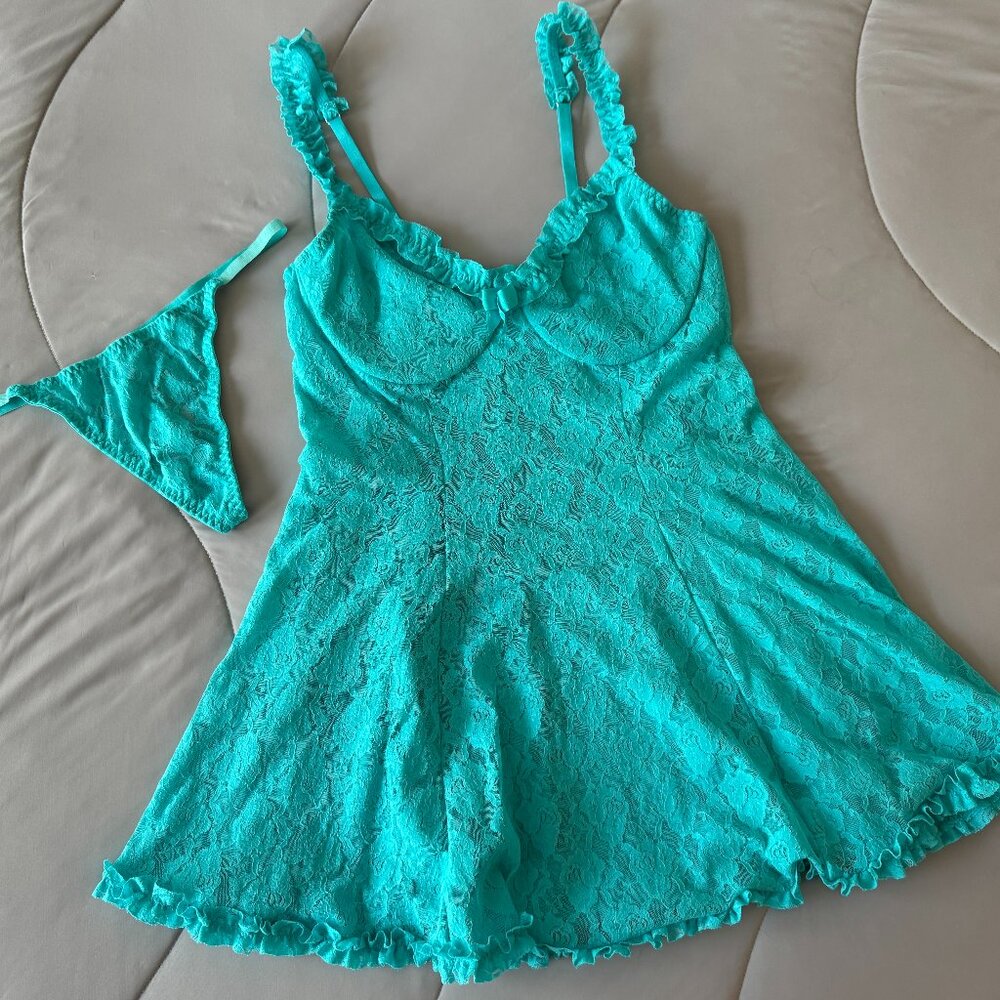 Aqua Stretch Lace Chemise